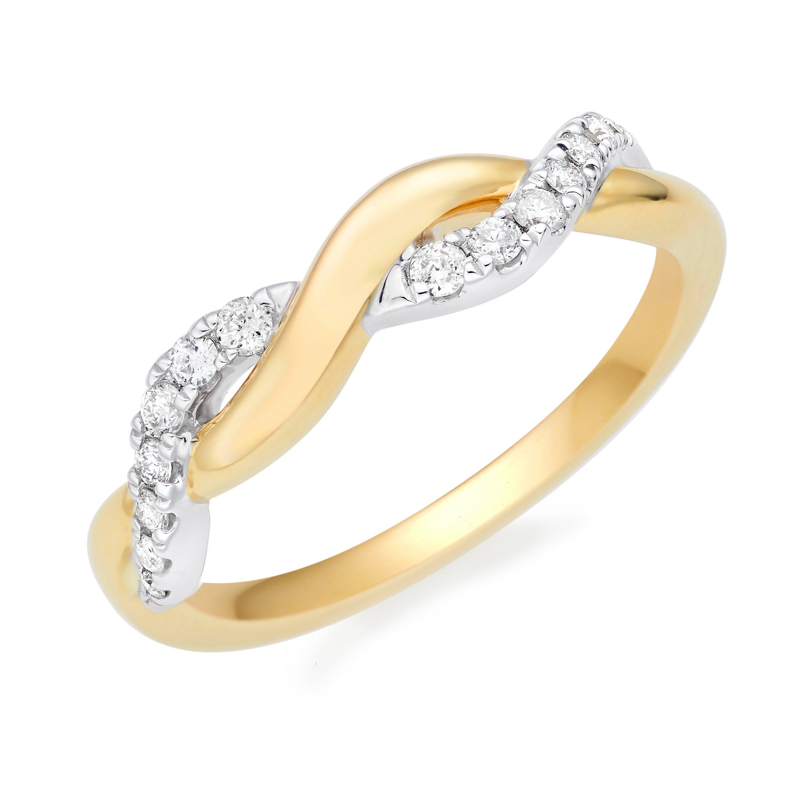 Essence 9ct Yellow Gold Diamond Twist Ring